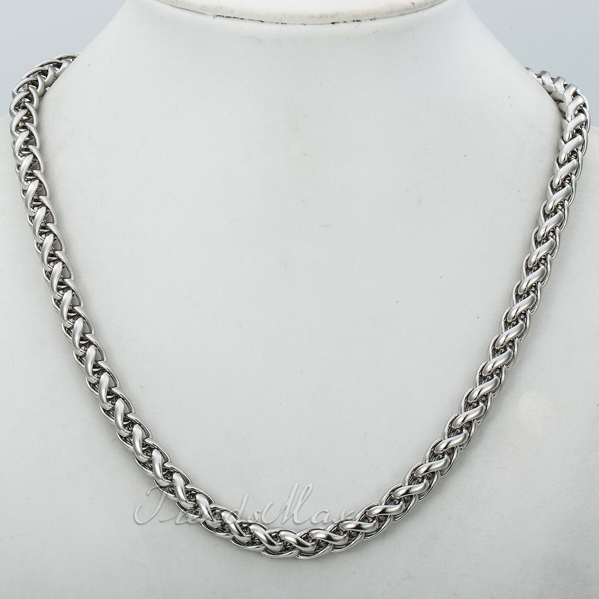 8mm Mens Braided Wheat Franco Necklace Stainless Steel Chain 22inch Heavy