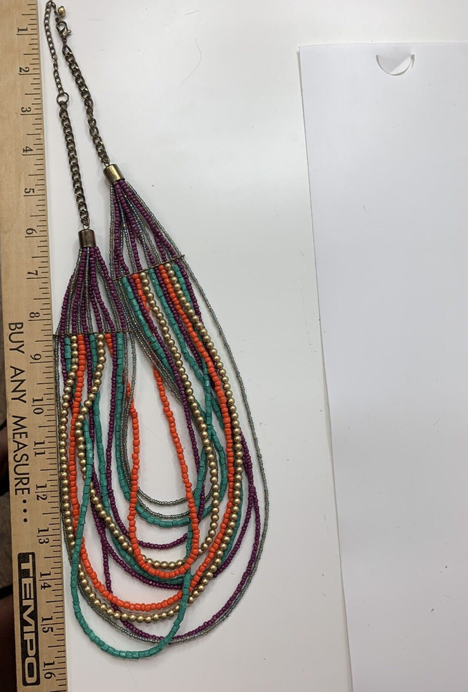 Boho MULTI STRAND BEADED NECKLACE MUTLI COLOR