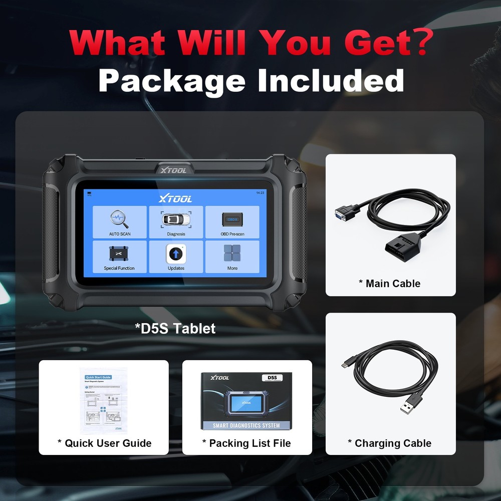 2026 XTOOL D5S OBD2 Scanner Check Engine ABS SRS Transmission Diagnostic