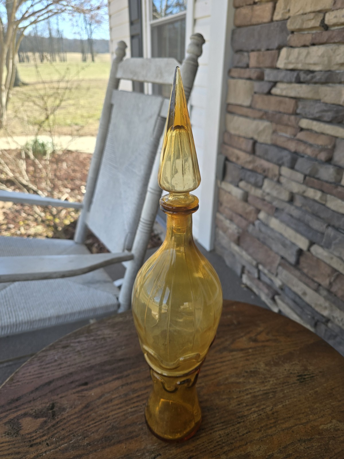 Vintage Empoli Rossini Italy Amber Glass Genie Bottle.(see Coupon Price)