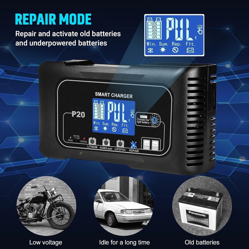 Multi-Functional Lithium Battery Charger - 9-Stage Charging