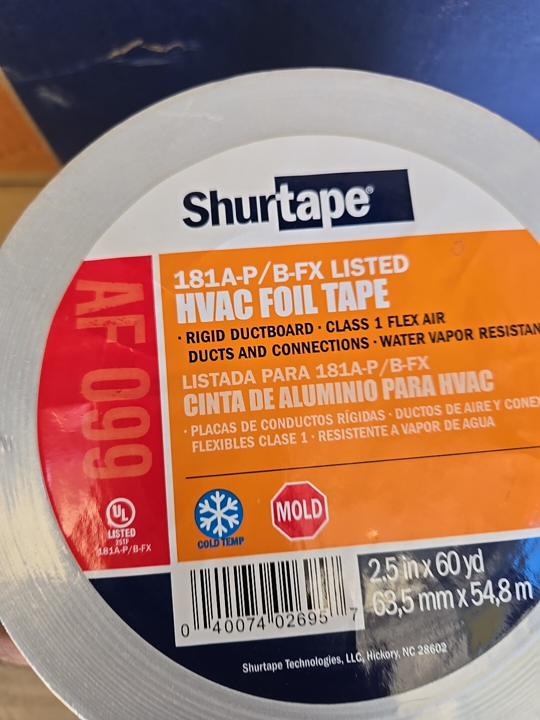 2 ROLLS SHURTAPE # AF 099 HVAC FOIL TAPE 2.5" X 60 YD / 16 ROLLS 1 BOX $159.95