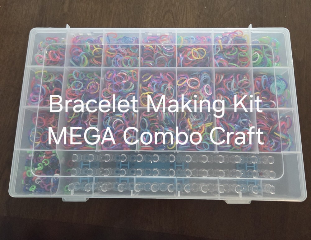 Bracelet Making Kit Mega Combo Craft Assorted Rubber Bands Organizer Box