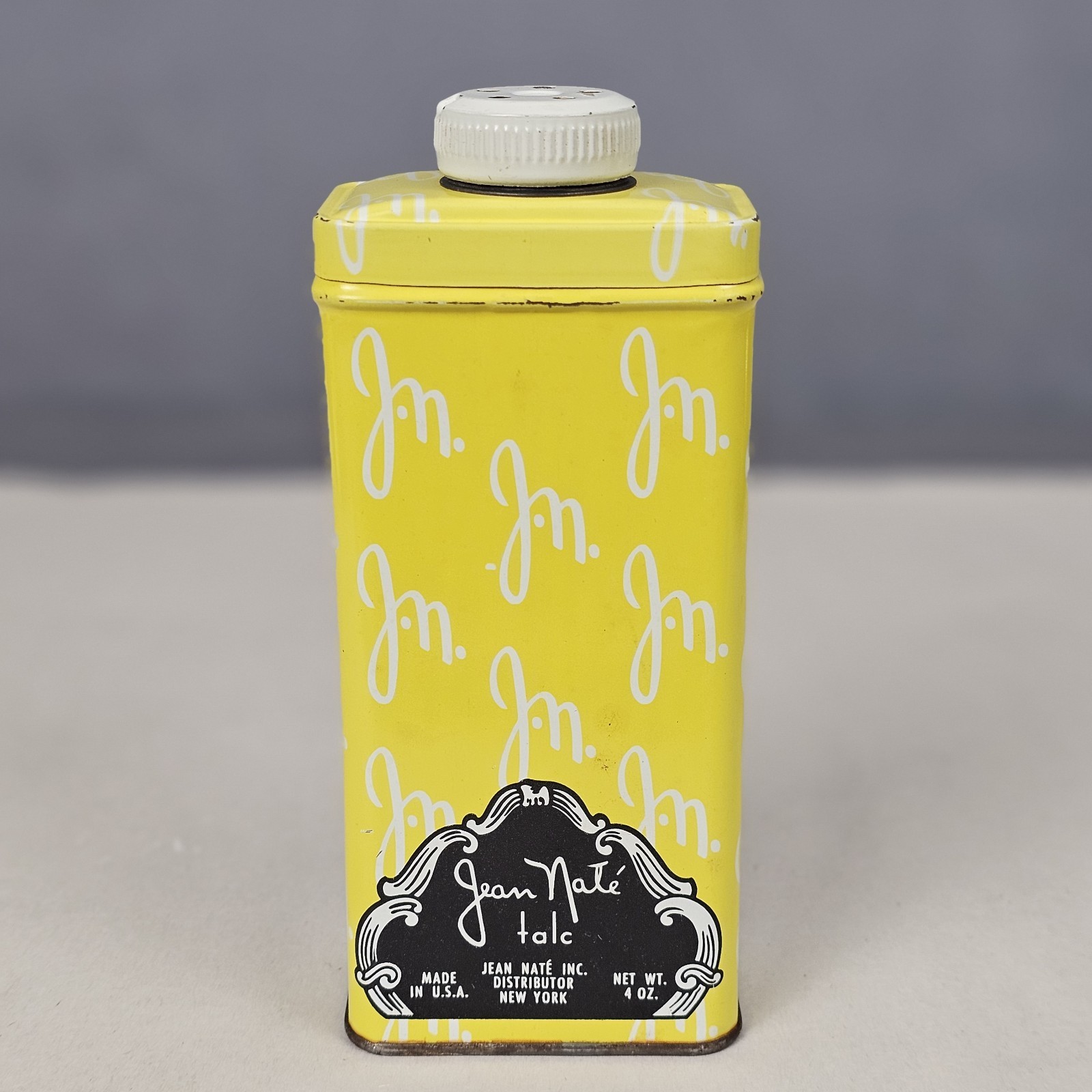Vintage Jean Nate Talc Powder Tin 4oz USA 1950s No. 60