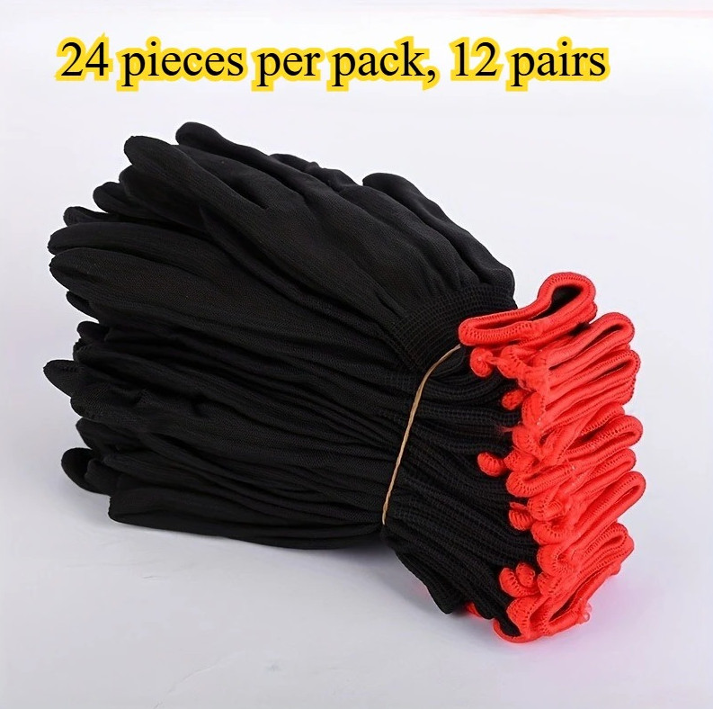 12 Pairs Breathable Nylon Garden Gloves Lightweight Planting Work Gloves - NEW