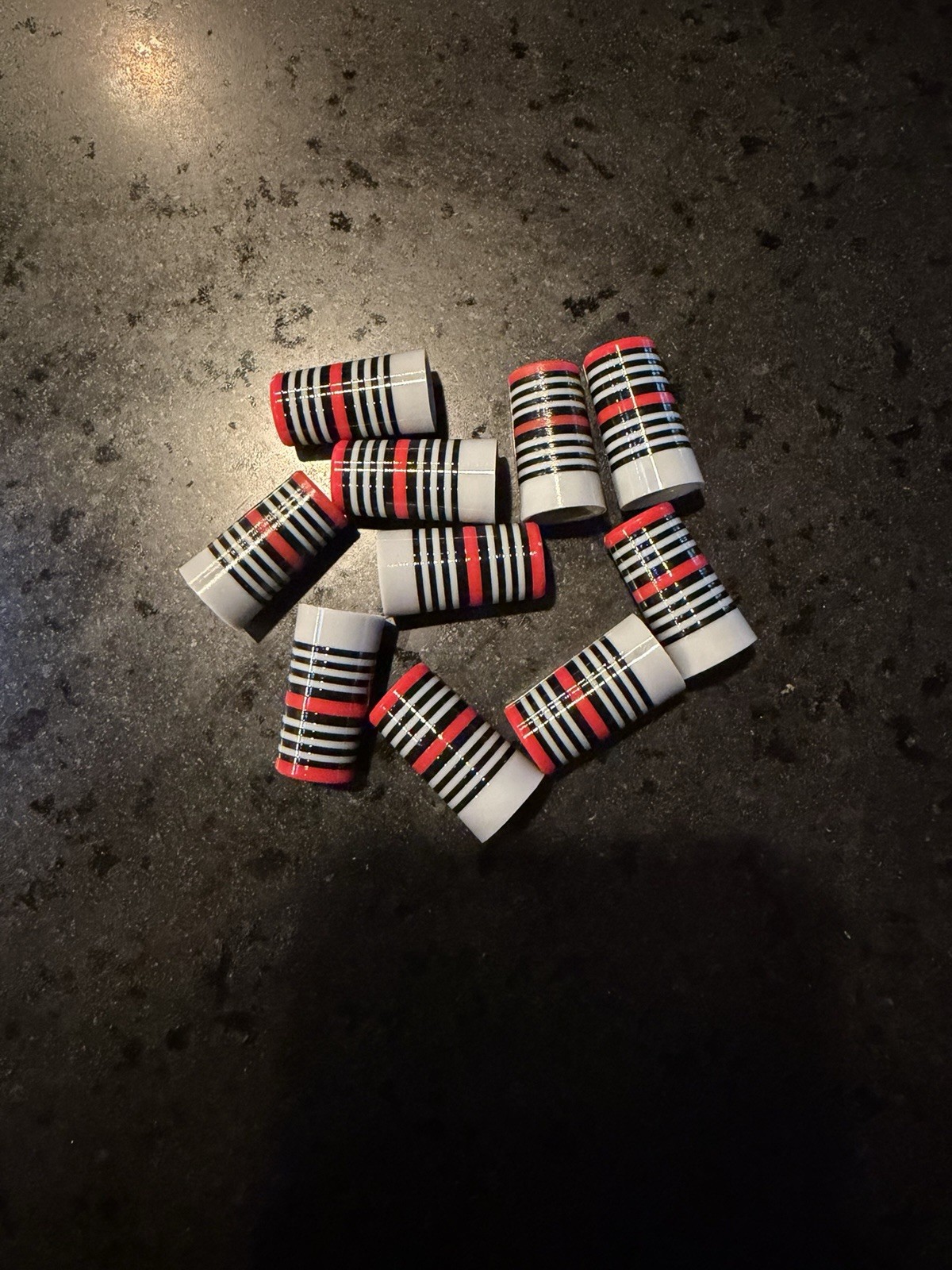 10-CUSTOM GOLF FERRULES GRAY/BLK/RED (burnt Org) FIREHOUSE    1” TAPER TIP .355