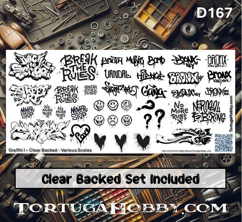 Graffiti Decals - 1:24 Scale - For Dioramas, Train Layouts, Models & More
