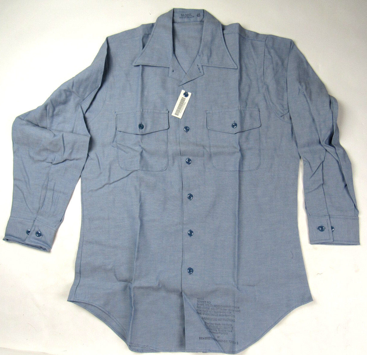 USN Chambray Work Shirt Vintage NOS Blue Utility Shirt Size M