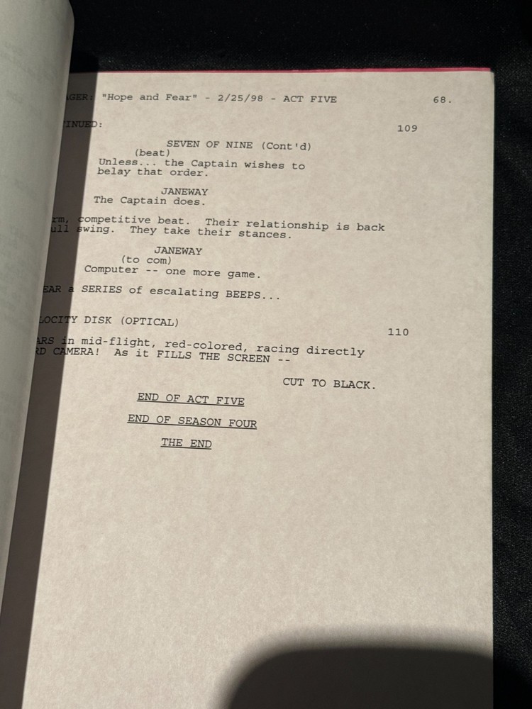 Star Trek Voyager, Studio Final Draft Script "Hope and Fear"