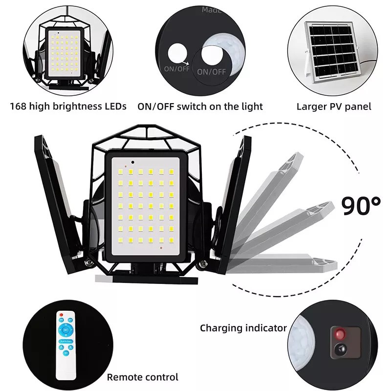 168LED Solar Pendant Light Outdoor Indoor Solar Powered Motion Sensor Shed Light