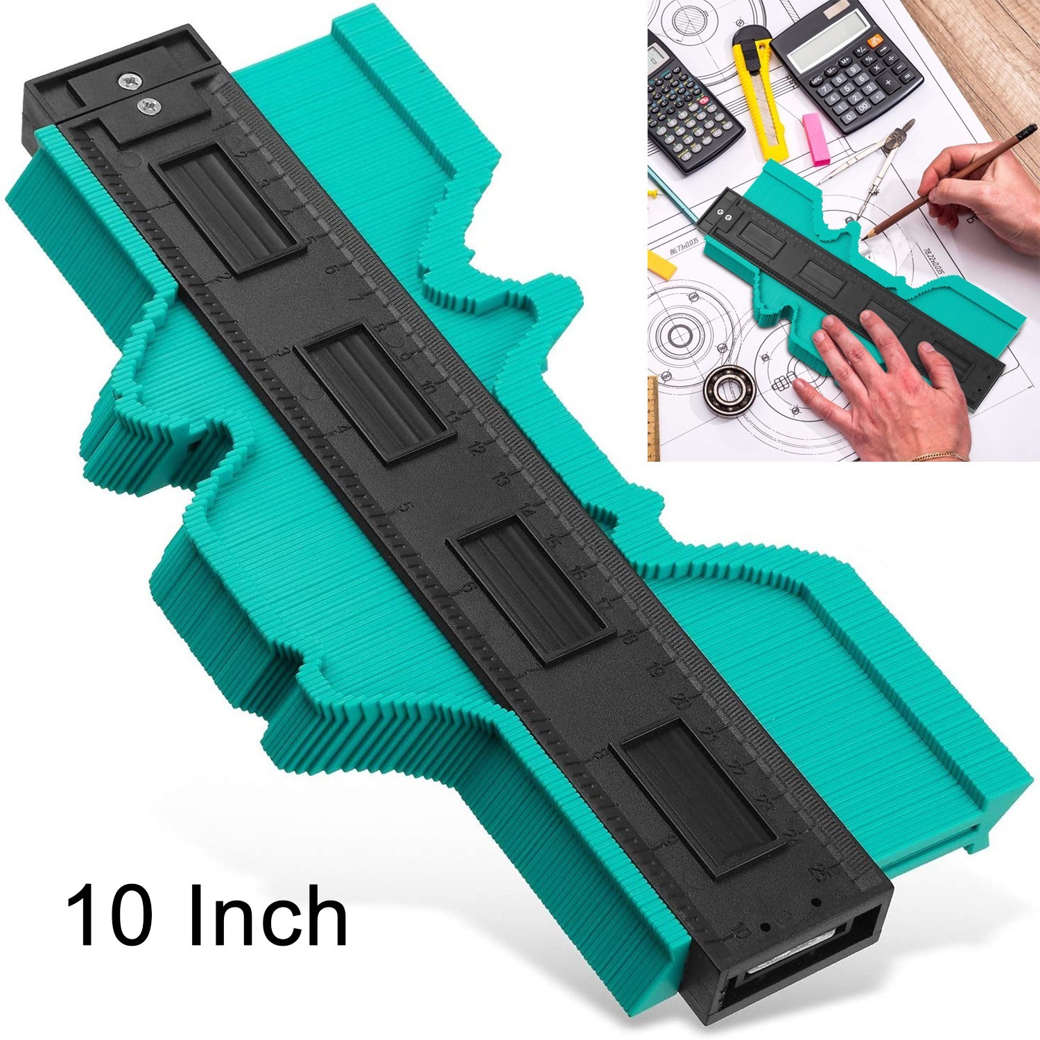 10 inch Contour Gauge Duplicator Profile Copy Tool Shape Measuring Widen ABS US