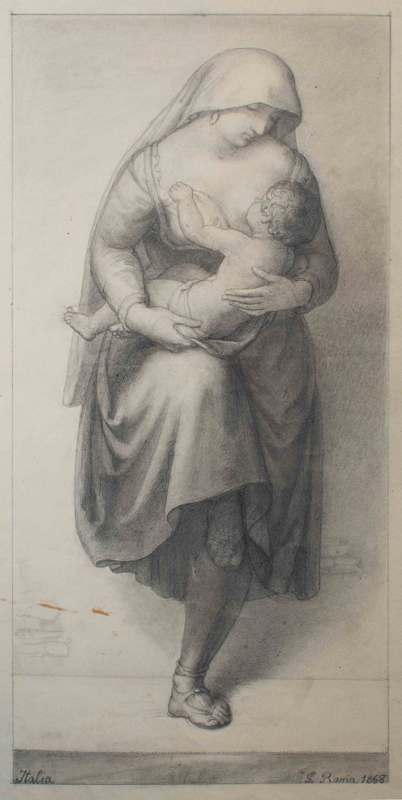 Mother Child Allegory Nazarene Classicism Johann Christian Lotsch Lead 1868