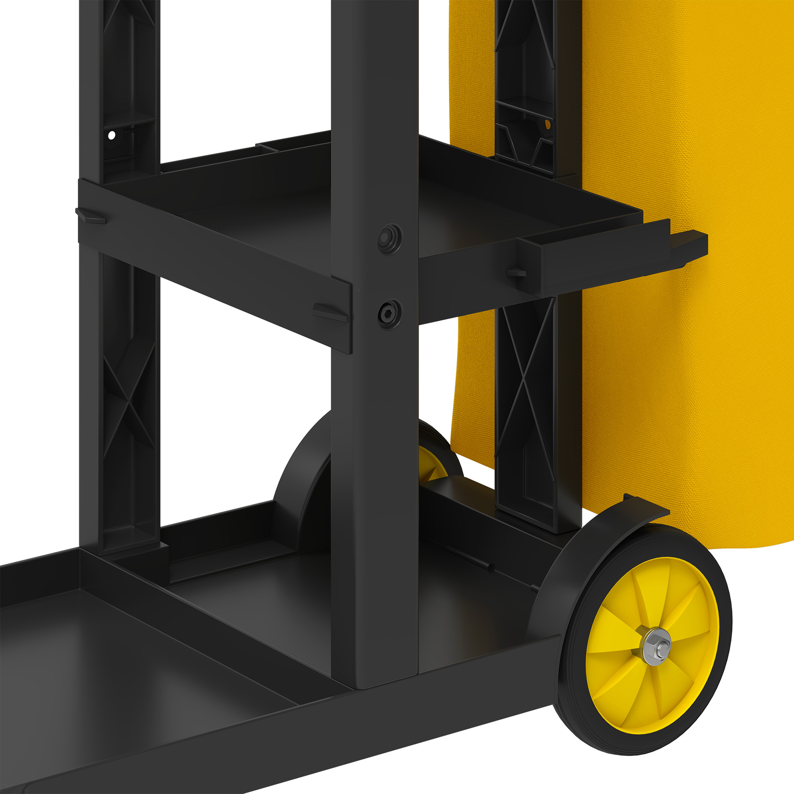 Industrial Janitorial Utility Cart 3 Shelf Rolling Cleaning Cart with Trash Bags