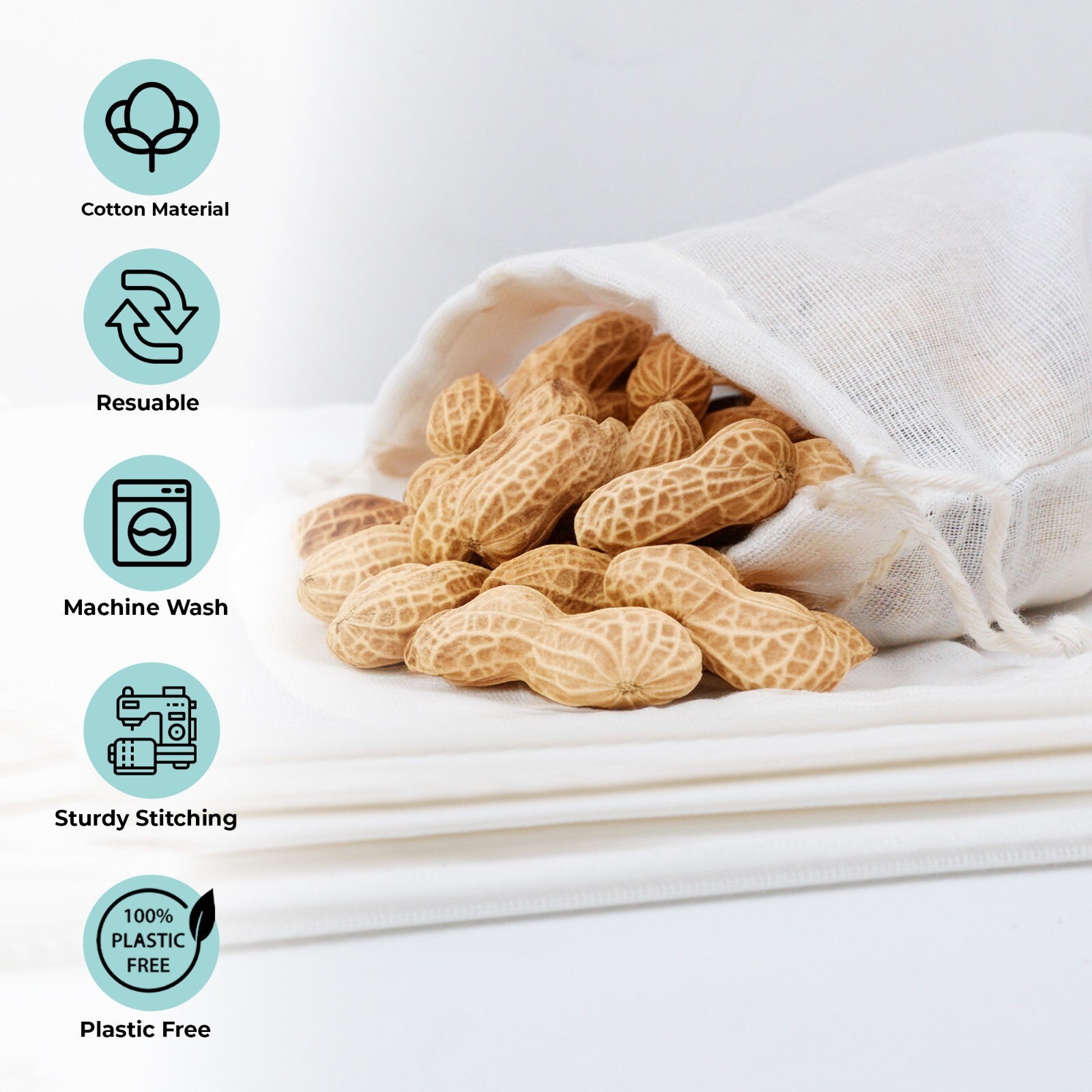 Biglotbags - Premium Poly Cotton Double Drawstring Reusable Muslin Bags