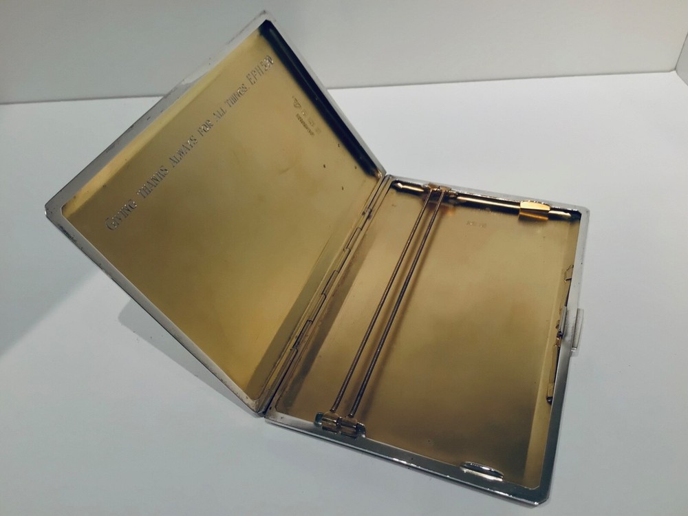 Boxed Heavy Solid Silver Cigarette Case, Birmingham 1974, Garrard & Co 180g