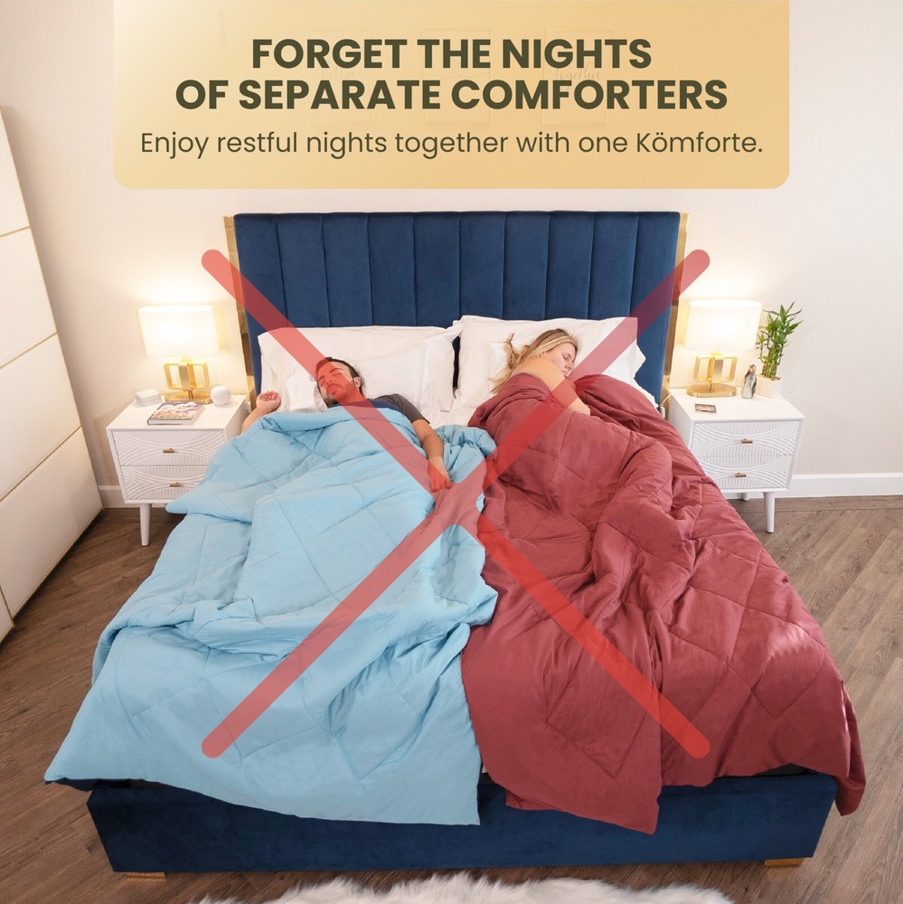 QUEEN KÖMFORTE Dual Zone Couples Comforter – Two Temperature Duvet Insert 