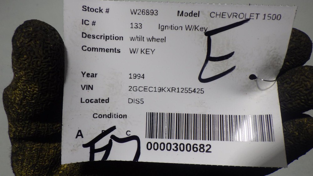 94 CHEVROLET 1500 PICKUP Ignition W/Key