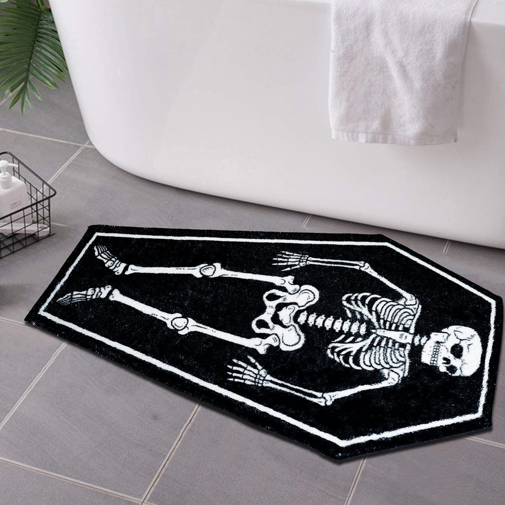Skull Bath Mat - Goth, Gothic 1'8" x 2'8" (Rectangular), Coffin