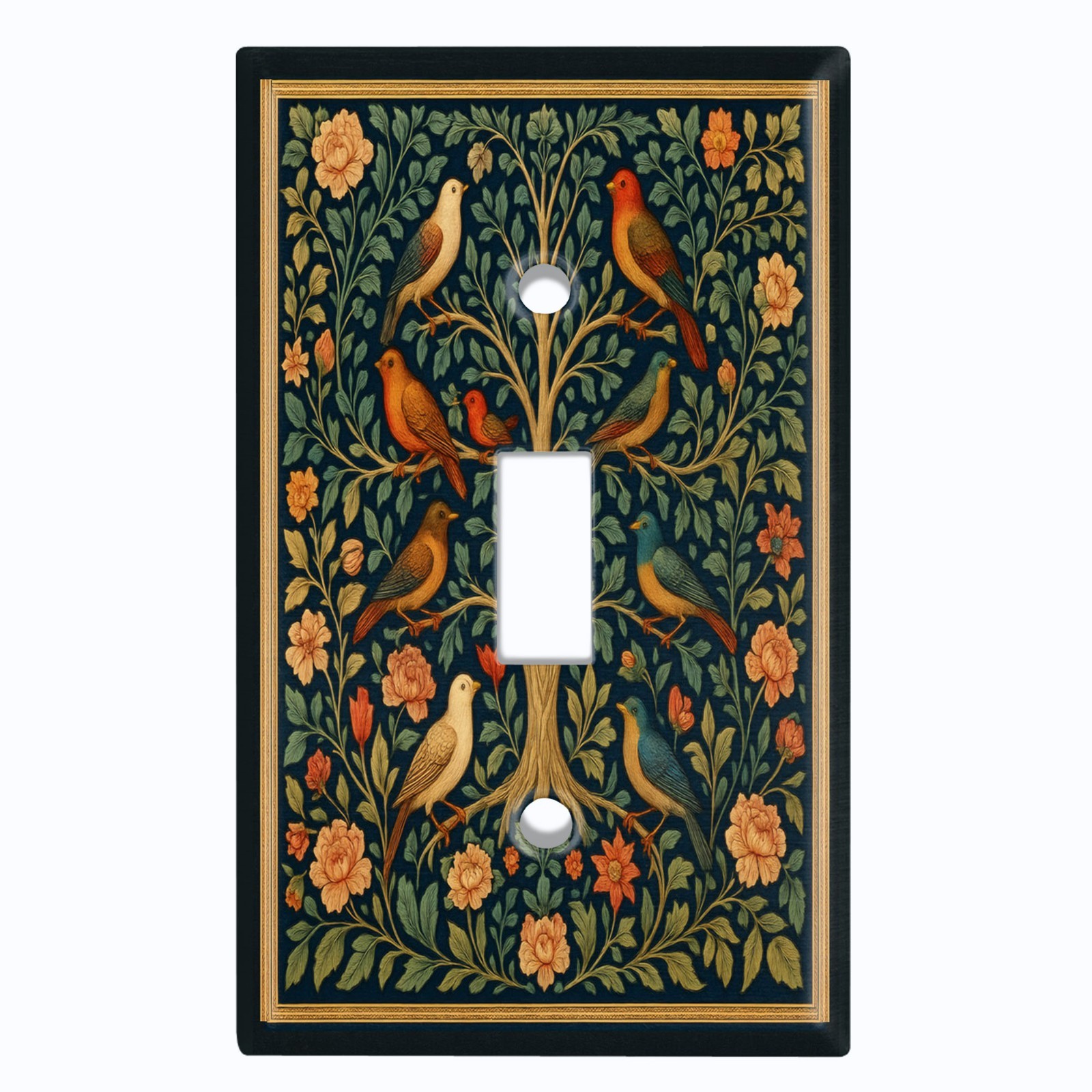 Metal Light Switch Outlet Cover Wall Plate Birds on Tree Floral Decor AML229