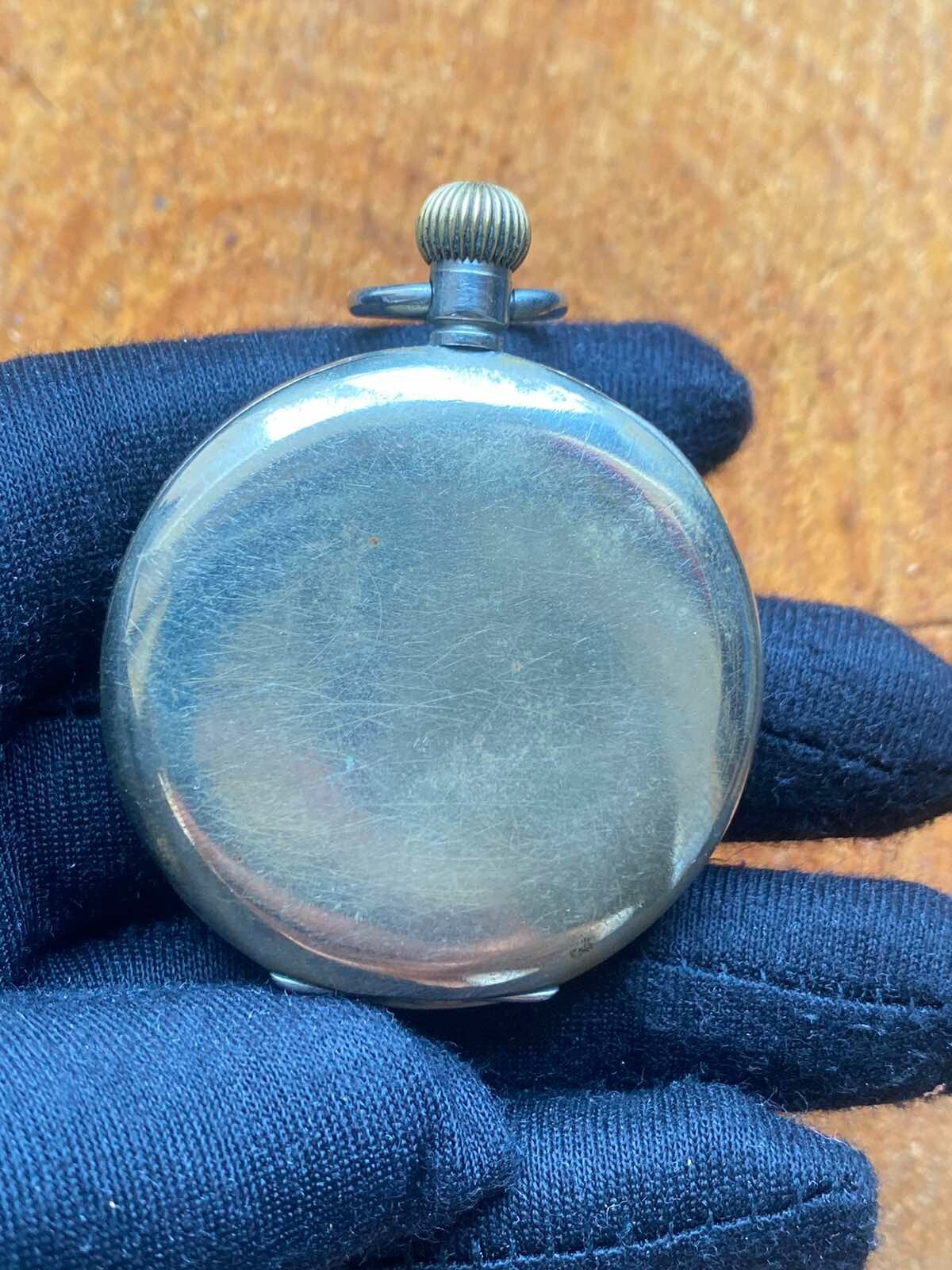 Antique Pocket Watch Mechanical Swiss Ottoman Military Chain Open Face Rare 19th