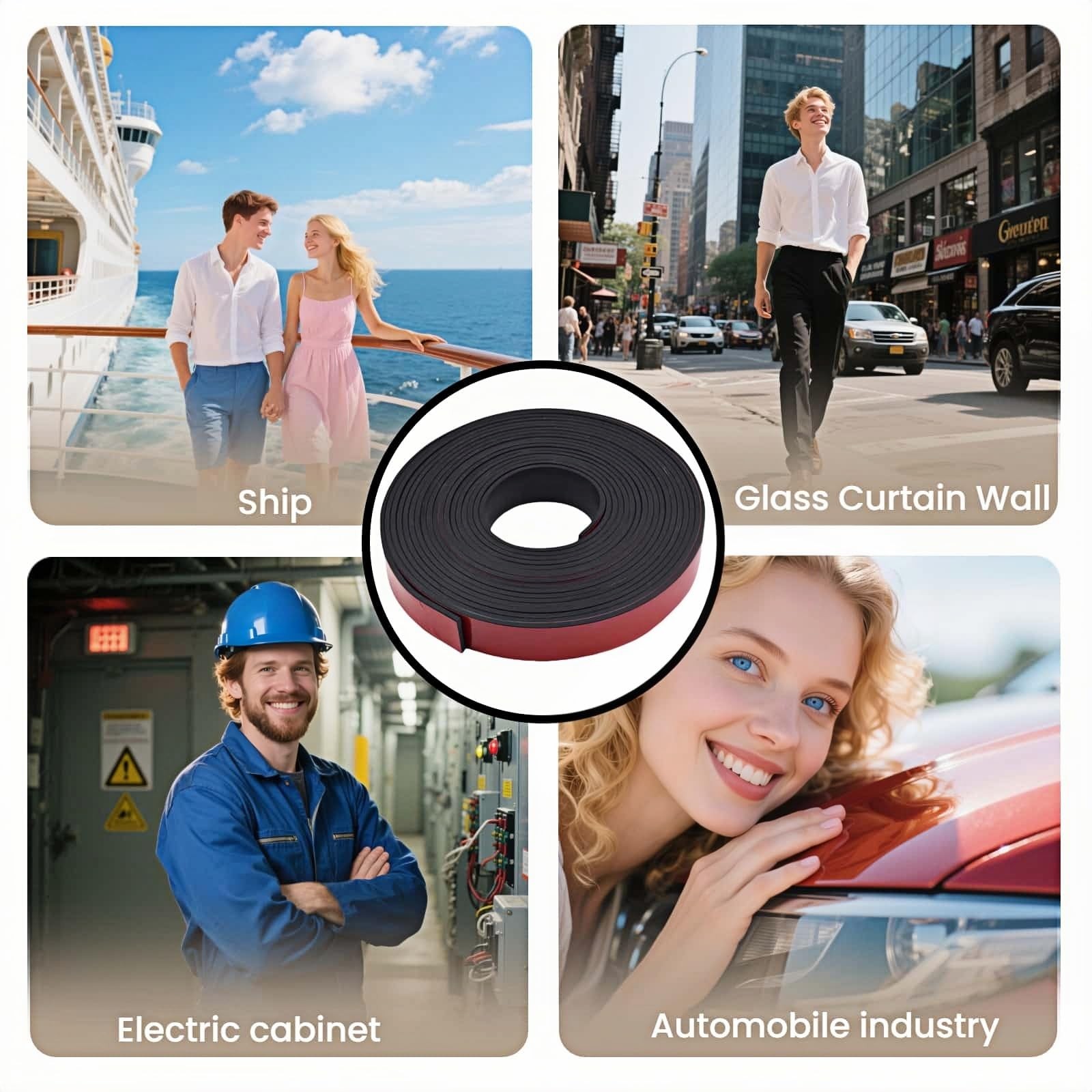 1" x 1/8" Self-Adhesive Rubber Strip Heavy Duty Weather Stripping, 10ft Black