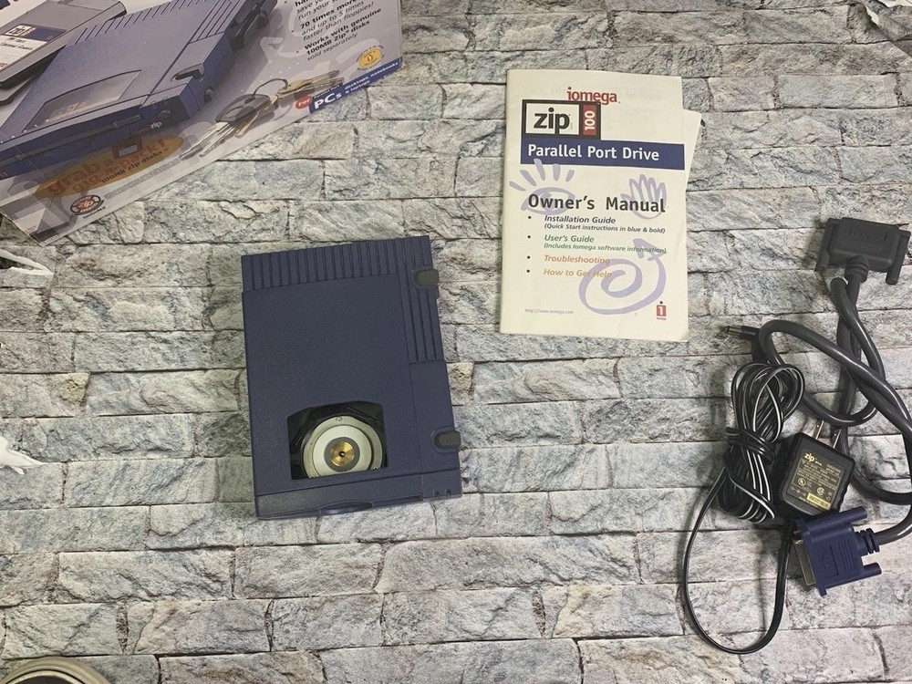 Iomega Zip 100 Z100P2 Drive External With Parallel Cable & AC Adapter Fast Ship