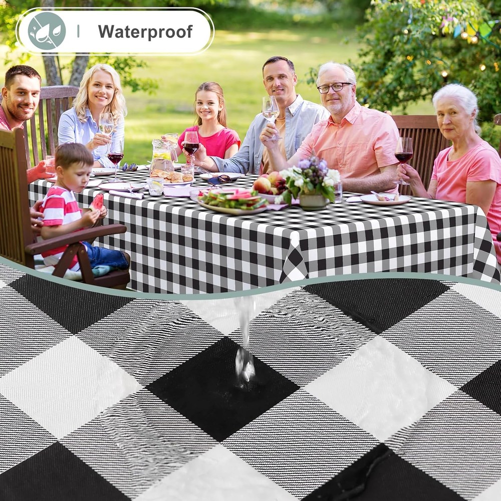 misaya Rectangle Waterproof Vinyl 84 x 60 (Rectangular), Black and White