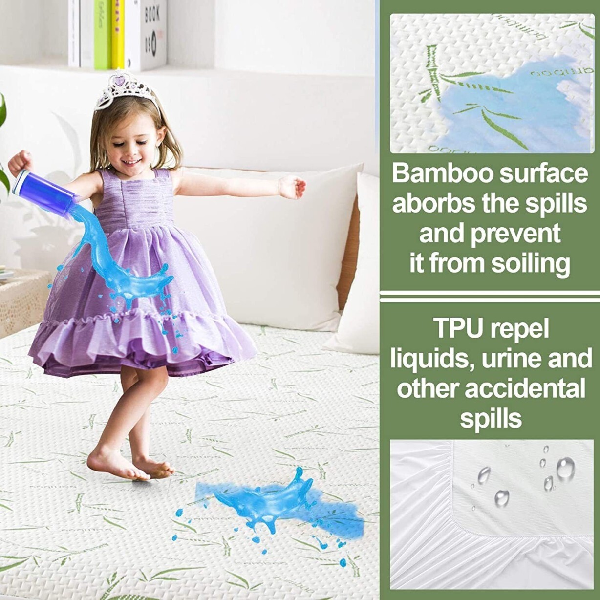 Bamboo Mattress Protector Deep Pocket Waterproof Breathable Mattress Bed Cover