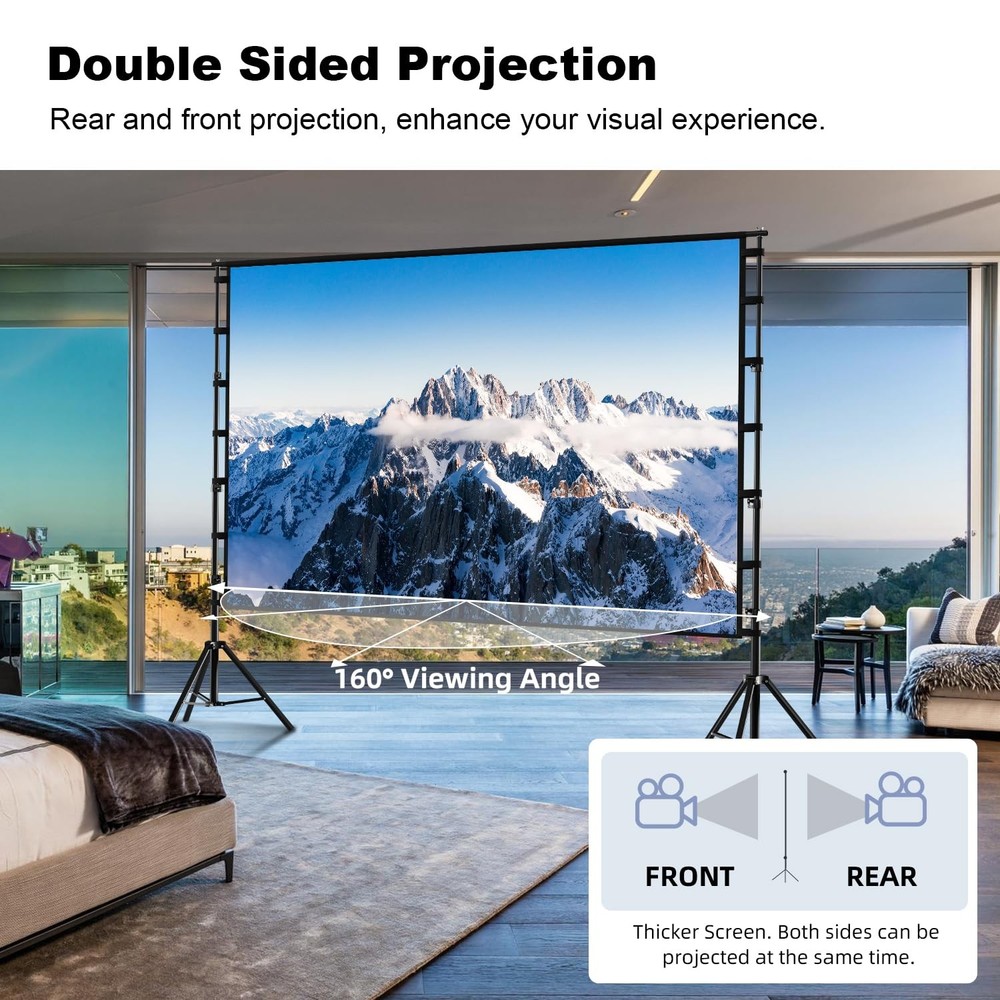 Projector Screen with Stand, 150 inch Portable and Foldable Projection Screen...