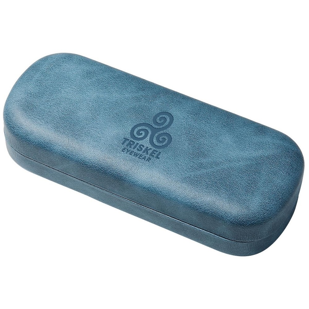 Rounded Rectangle Glasses Case – Hard Shell PU Leather Eyewear Case with Soft...