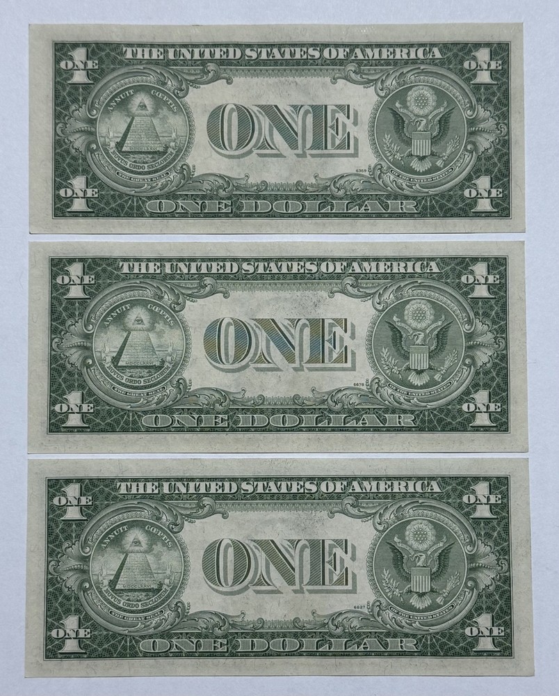 1935-F $1 Dollar Bill Silver Certificate Note 3 Pc Sequential 004I