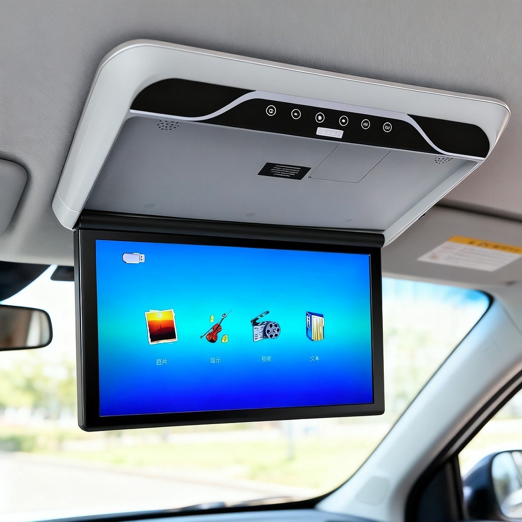 19.5" Overhead Flip Down Car Roof Monitor HD TFT 1080P Screen USB HDMI
