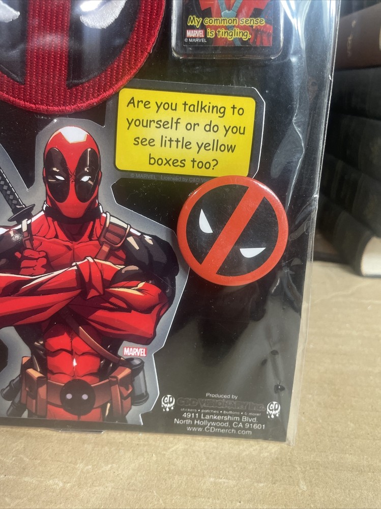 Marvel DEADPOOL Patch Key Ring Sticker Button Collectors 4Pc. Set