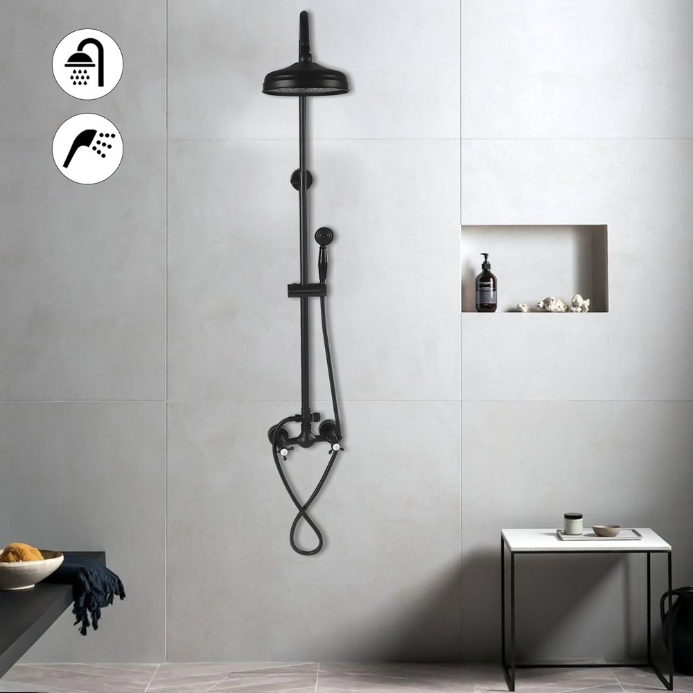 Handheld Shower Head High-Pressure Adjustable Showerhead Top Spray Double Knobs