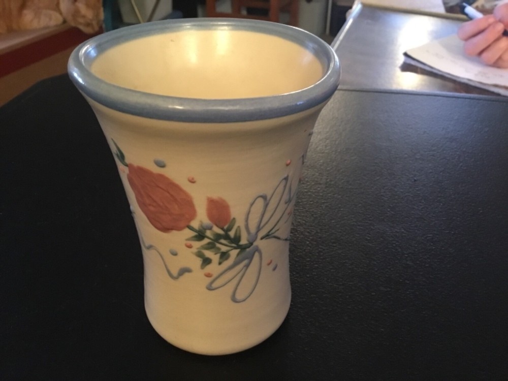 Blued Rimmed Ceramic Cup / Vase