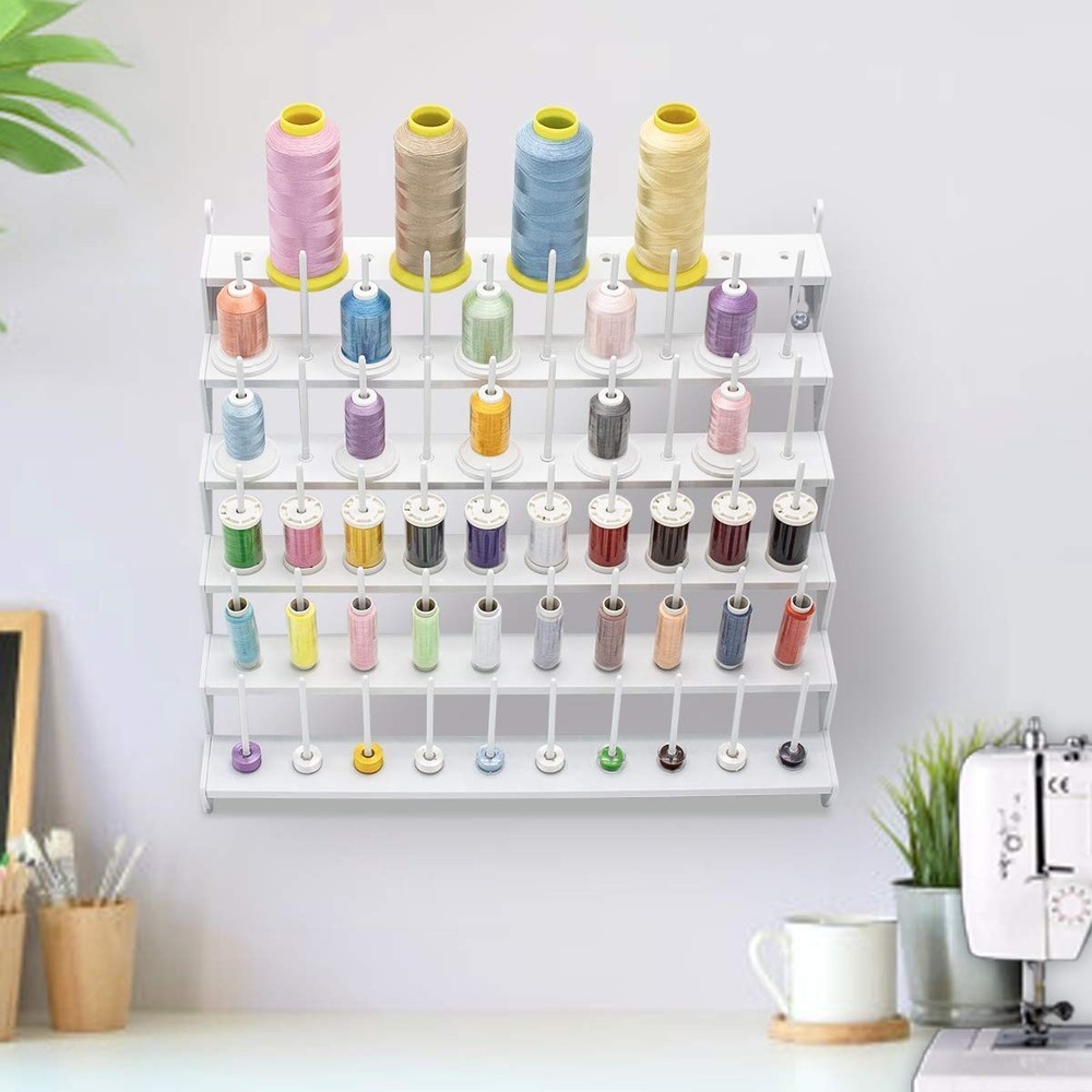 Sew Tech Thread Rack for 60 Spools or 30 Cones, Wall Mounted Large Thread Hol...