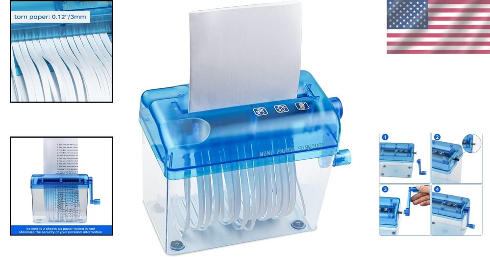 Lightweight Mini Shredder - Secure Manual Paper Cutter for Sensitive Documents