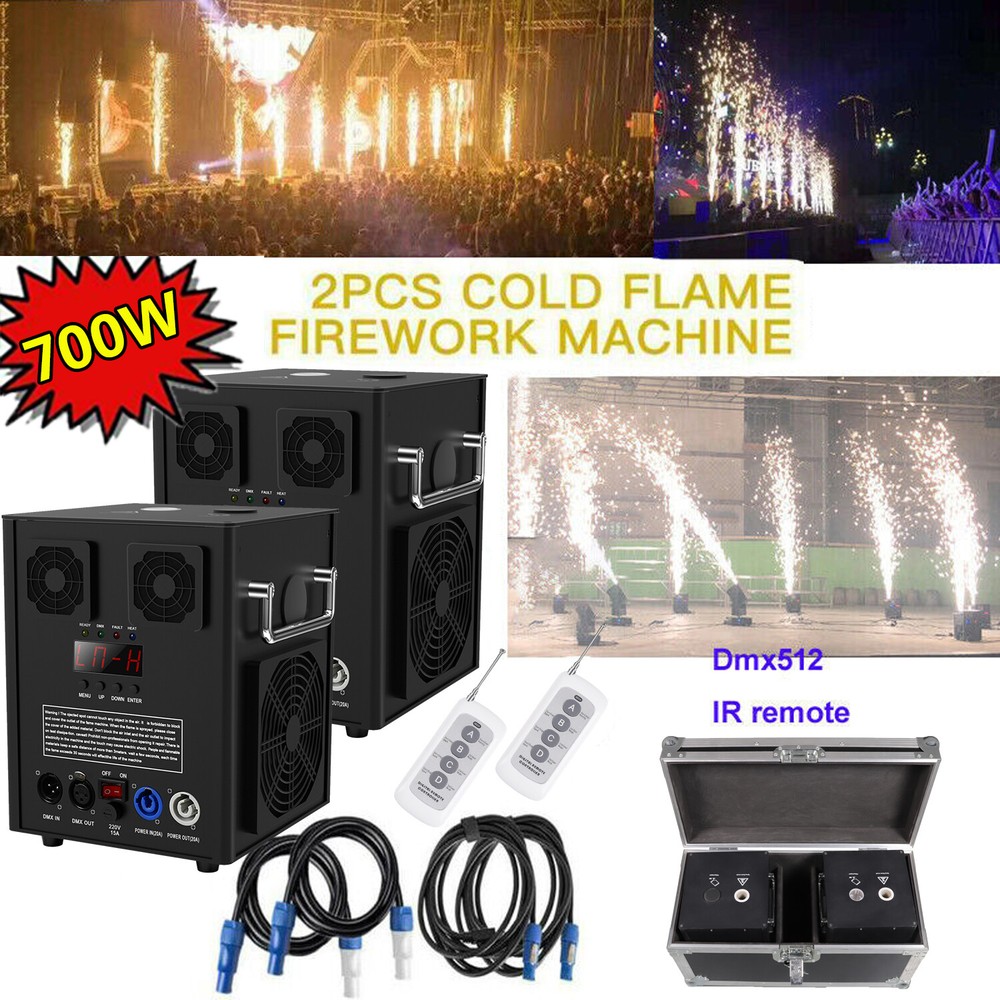 2PCS 700W Cold Spark Machine Firework Stage Effect DMX Wedding with Flight Case