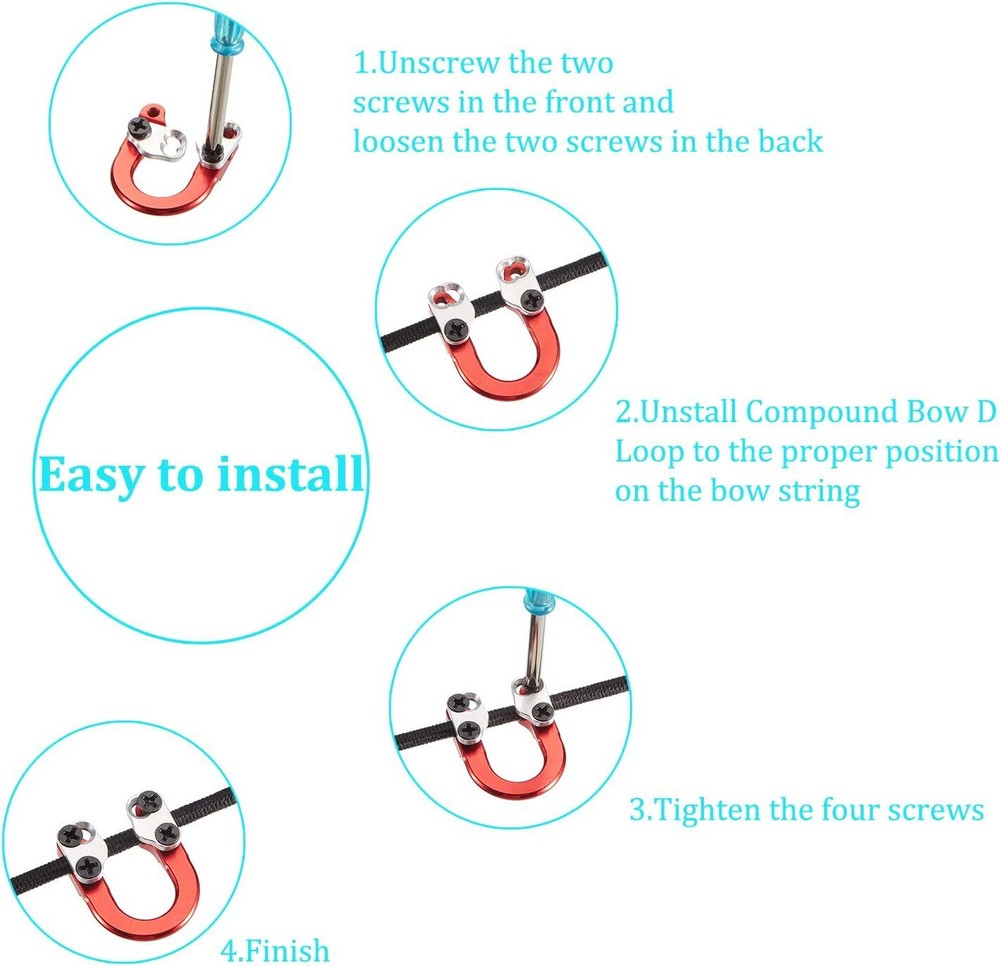 3 Sets Archery D Loop Compound Bow Metal D Loop Metal D Ring Buckle Release Nock