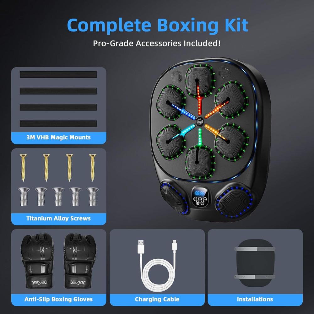 Music Boxing Machine with LED Lights & Bluetooth Speaker – Interactive Punching