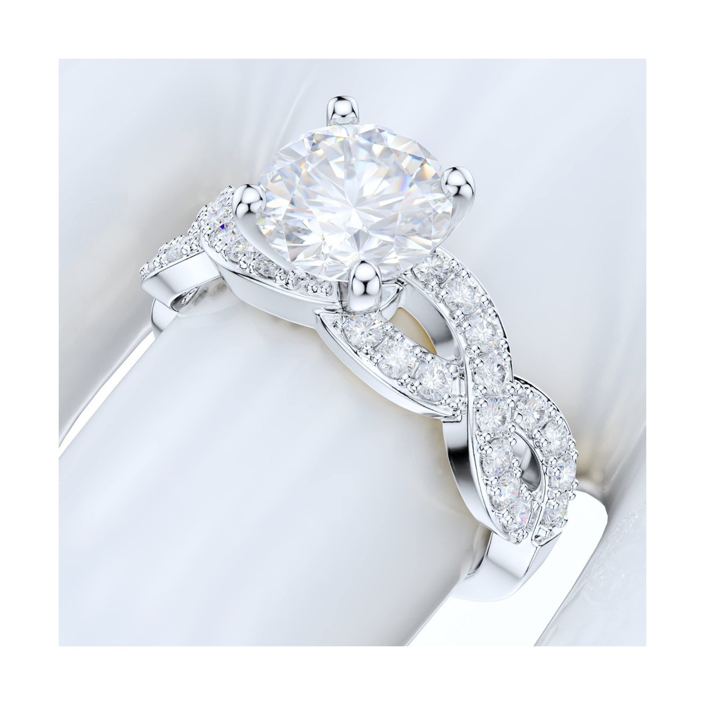 Sterling Silver Fancy Split Intersecting Infinity 1.5CT Simulated Round Diamo...
