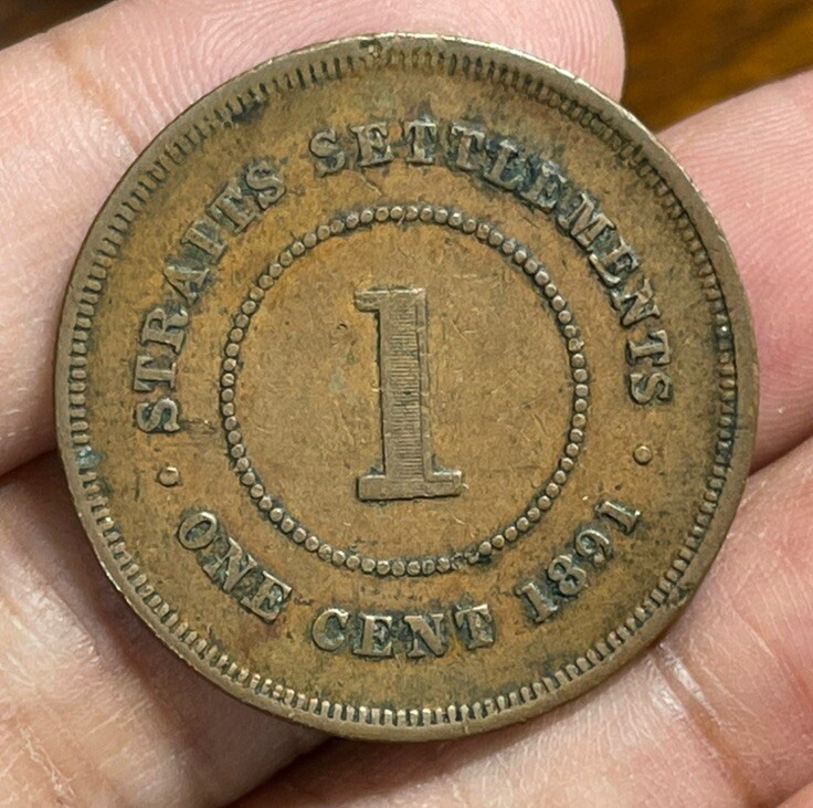 1891 Strait Settlements One Cent Coin