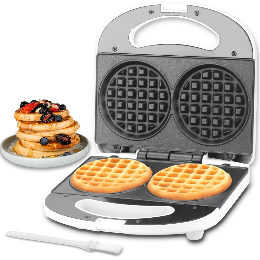 SugarWhisk Double Mini Waffle Maker Machine, Chaffle Maker, Compact, White
