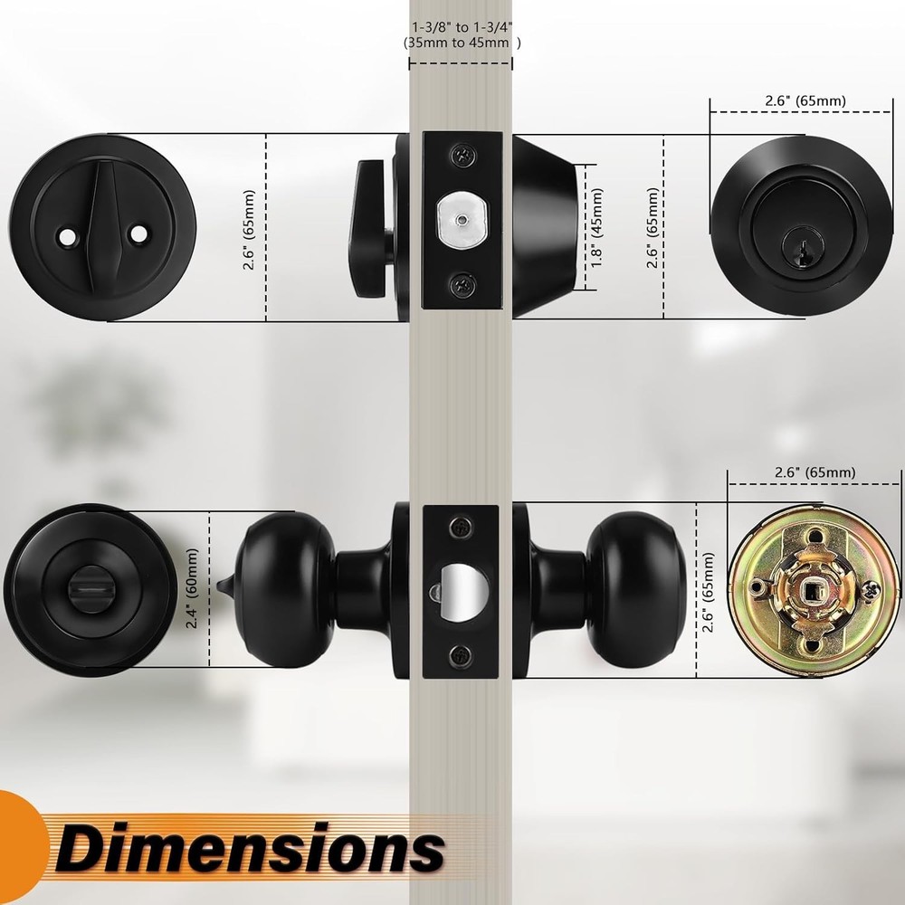 Entry Door Knobs Lock Set & Single Cylinder Deadbolt Combination Set Entry Door