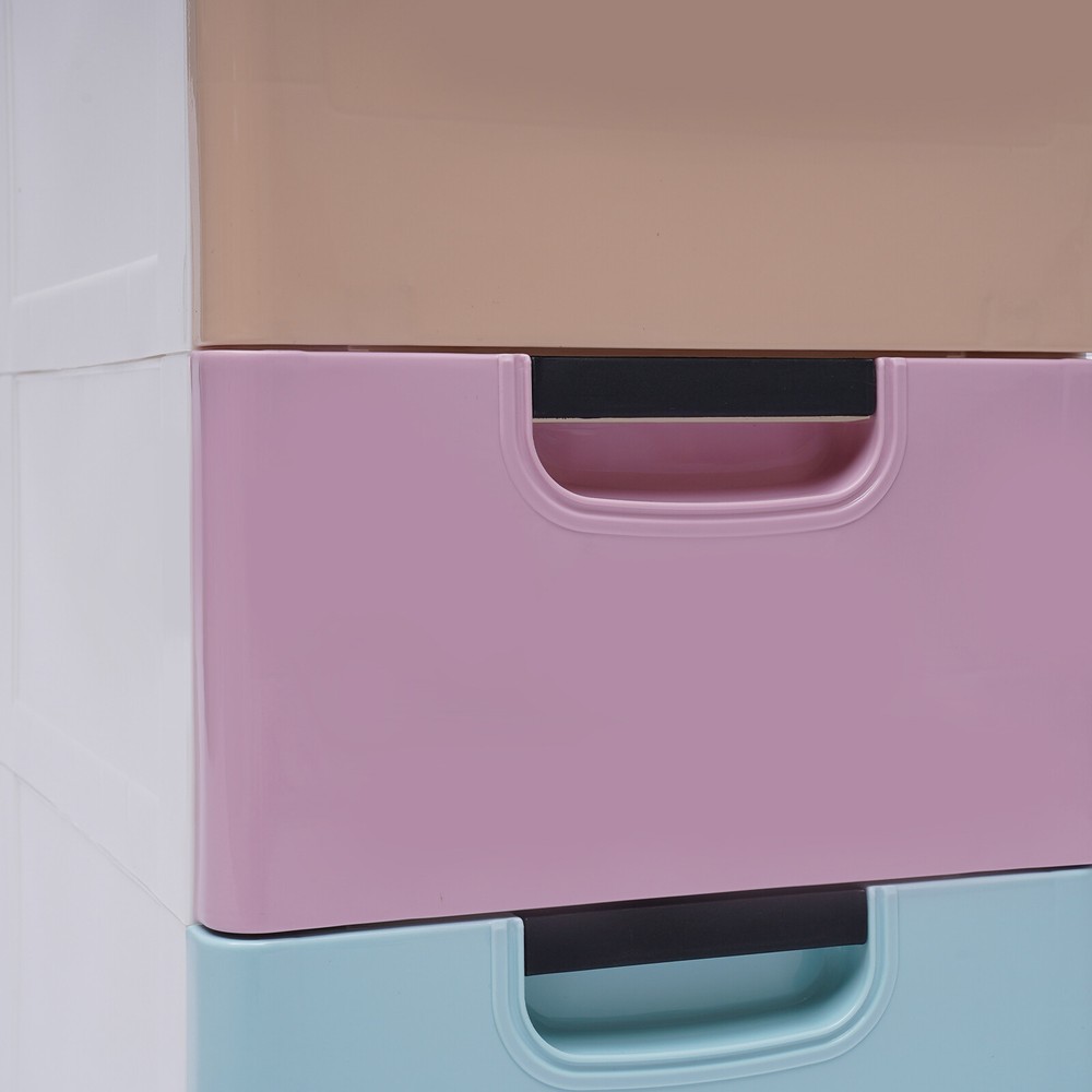 5 Tier Stackable Cabinet Vertical Clothes Storage Tower Tall Small Chest Closet