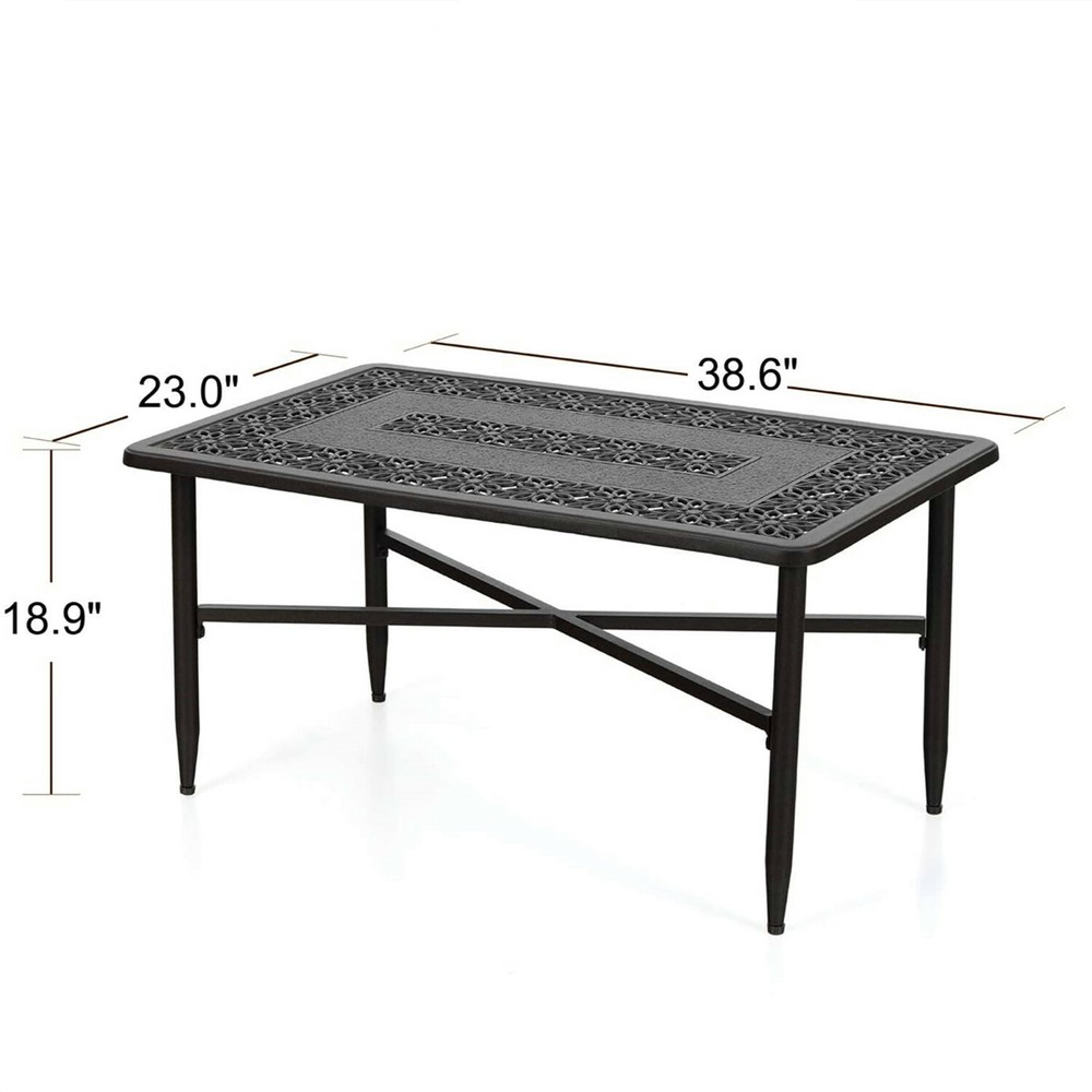 Outdoor Table Rectangular Patio Retro Tables for 6 Person Bronze