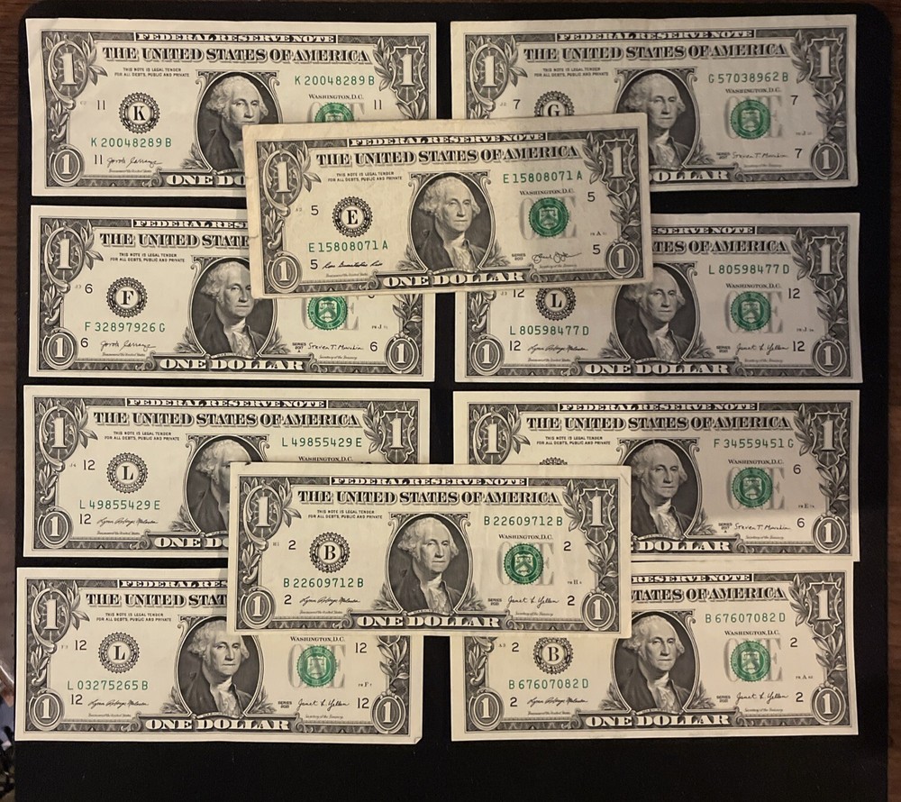 10 $1 FRN MIs Cut Errors. Top To Bottom Shift. (WORTHLESS) Read Description!!!