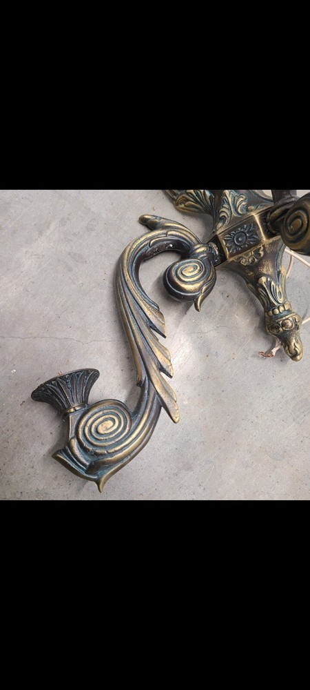 Ornate Antique solid brass double arm wall sconse