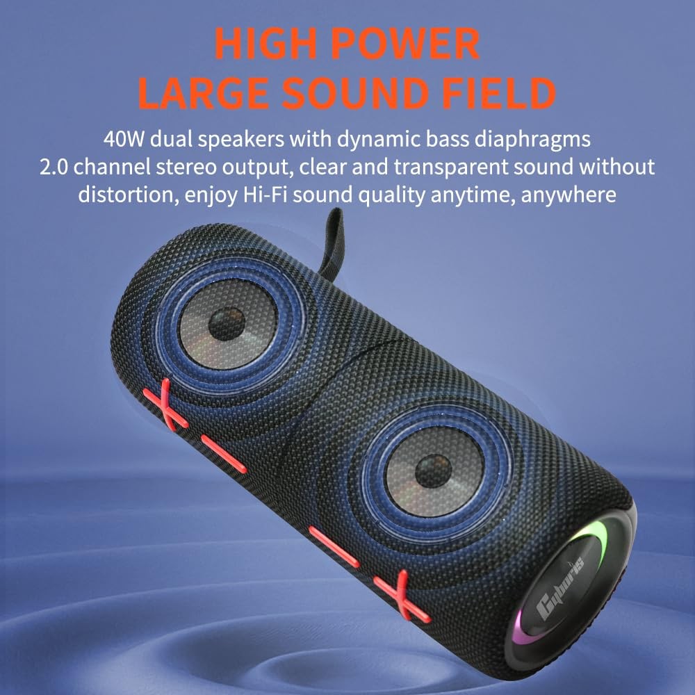 2 in 1 Portable Splittable 40W Dual Bluetooth Speaker, Waterproof Split Wirel...
