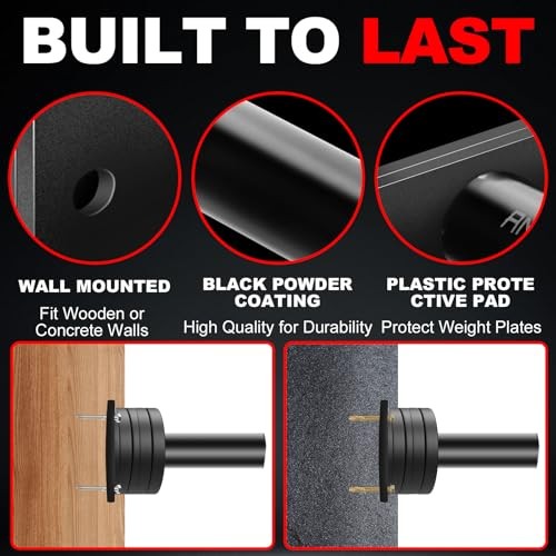 Wall-Mounted Strength Training Plate Storage Rack – Black-4pis Matte color